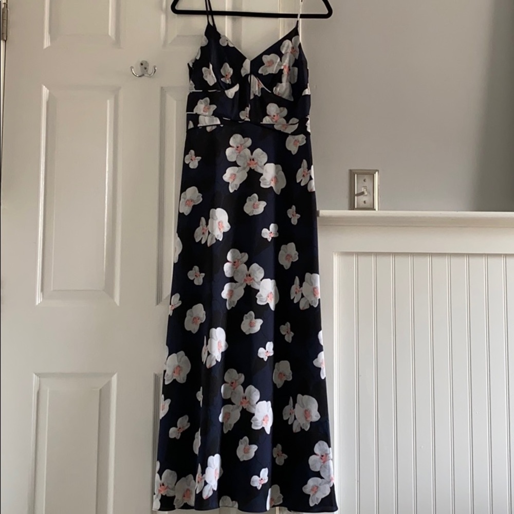 Banana Republic Navy Maxi Dress with White Floral Print